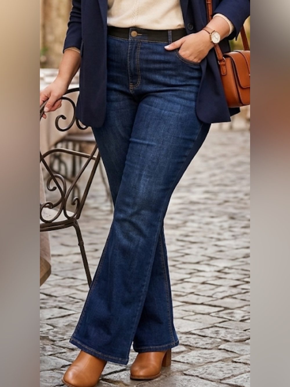 Cato Denim Comfort Waistband Flare Jeans Dark Wash Plus Size 26W